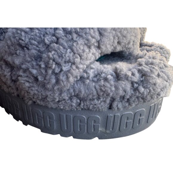 UGG Womens Fluff Yeah Slide Sandals Size 9 Sheepskin & Wool Gray - Picture 9 of 12